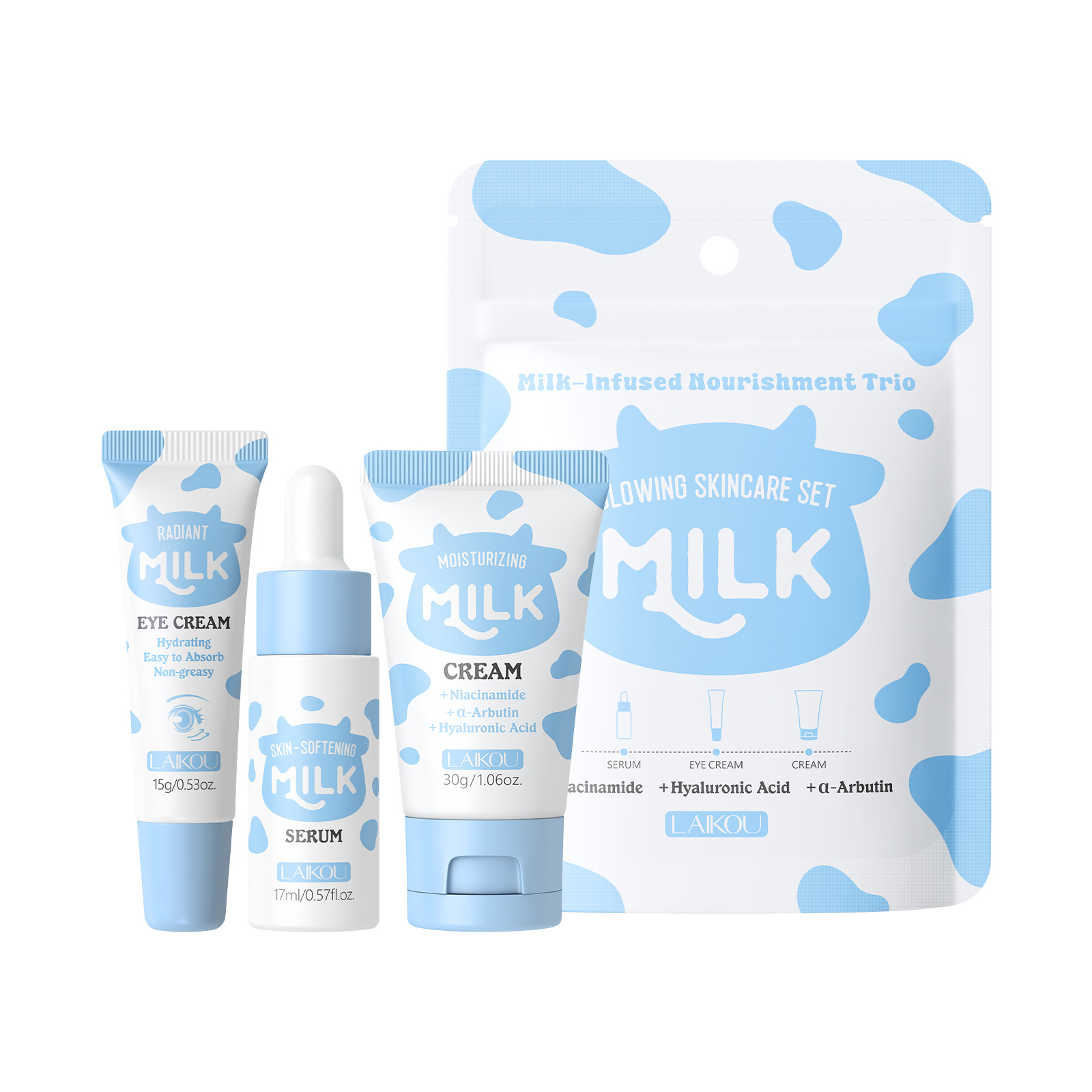 Skincare Gentle - LAIKOU Milk 3Pcs Travel Skincare Set